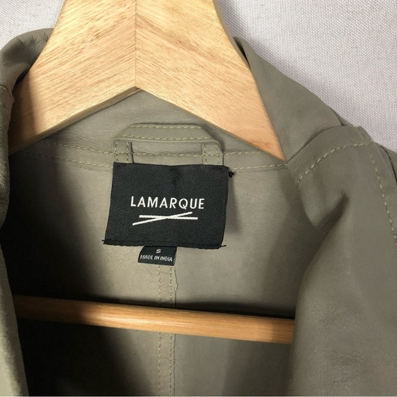 Lamarque Taupe Brenda Leather Moto Jacket S - Picture 5 of 5